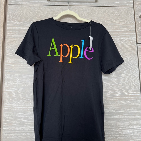Apple Tops - Apple Black T-Shirt with Multicolor Print